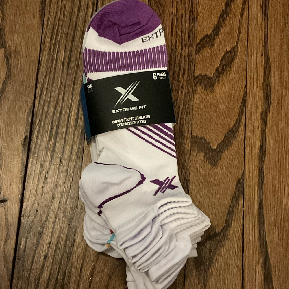 Purple and White Athletic Socks